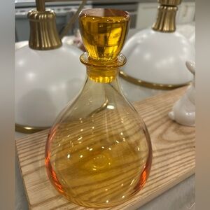 Vintage Amber Glass Decanter With Stopper